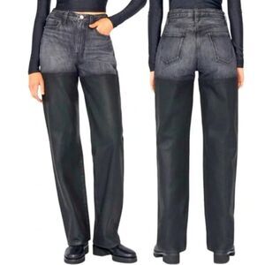 FRAME Women's Jeans Le Jane Jeans Midnight Mix Black Coated Wide Leg size 27